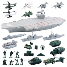Aircraft Carrier Military Toy Set – 20+ Accessories | Warplanes, Vehicles, Battleships & More | Gift for Kids