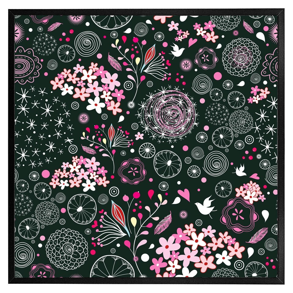 image 1 of Different flowers, shapes & birds (Picture Frame) Brown | S
