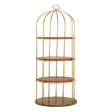 Interiors by Premier Stylish Large Cage Design Bookshelf, Durable Bird Cage Design Book Storage Shelf, Spacious Tall Book Shelf Gold