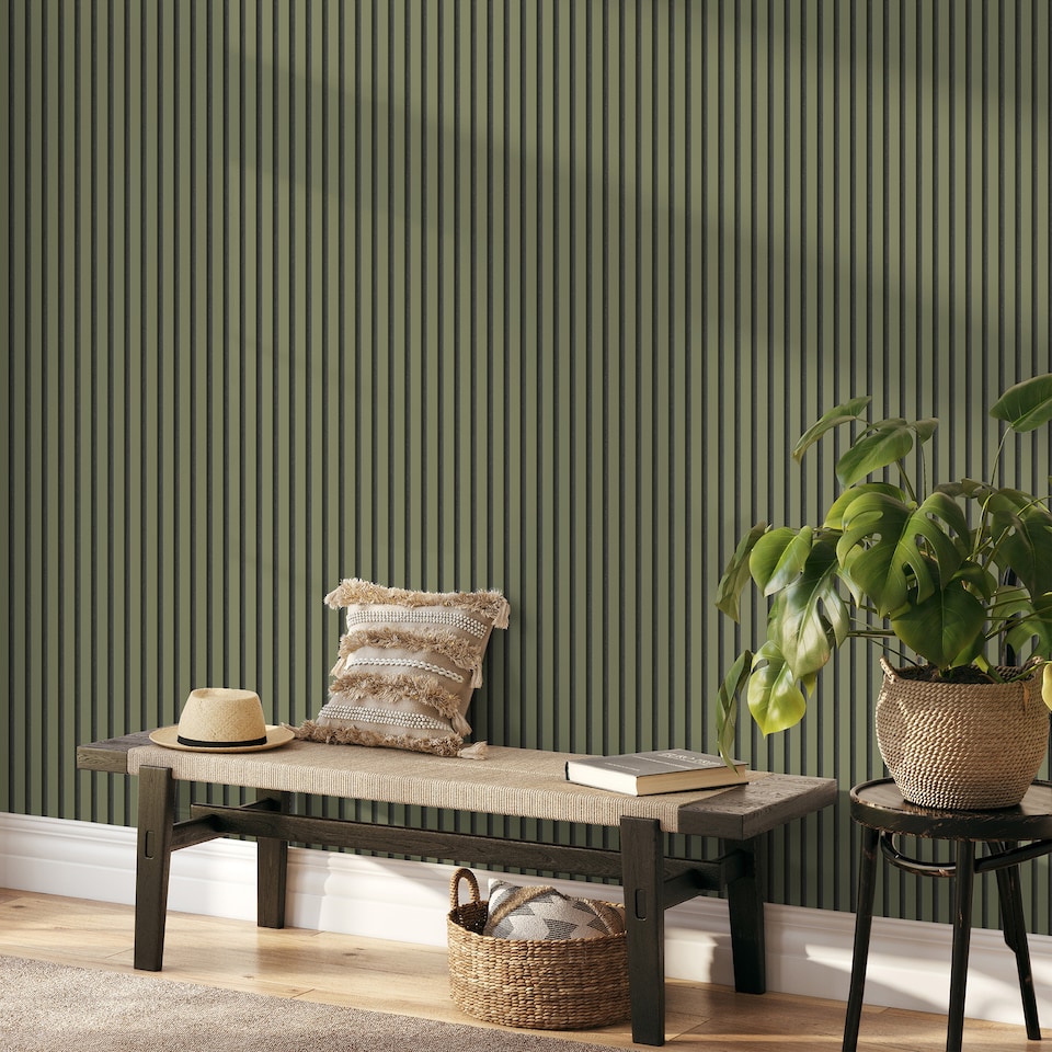 image 1 of Fine Decor FD43289 Acoustic Panel Wallpaper, Olive
