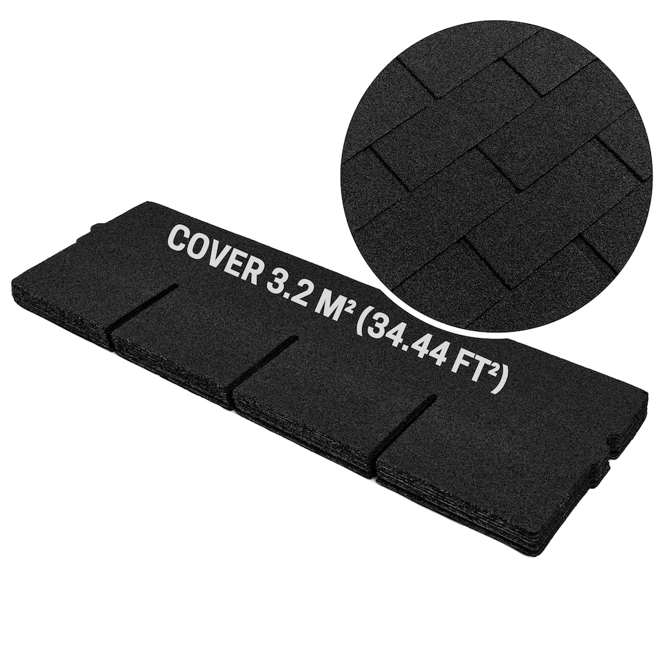 image 1 of Bitumen Roof Felt Shingles (3.2 sqm), Asphalt Roof Shingles - Weather Resistant Roofing Tiles 20 pcs