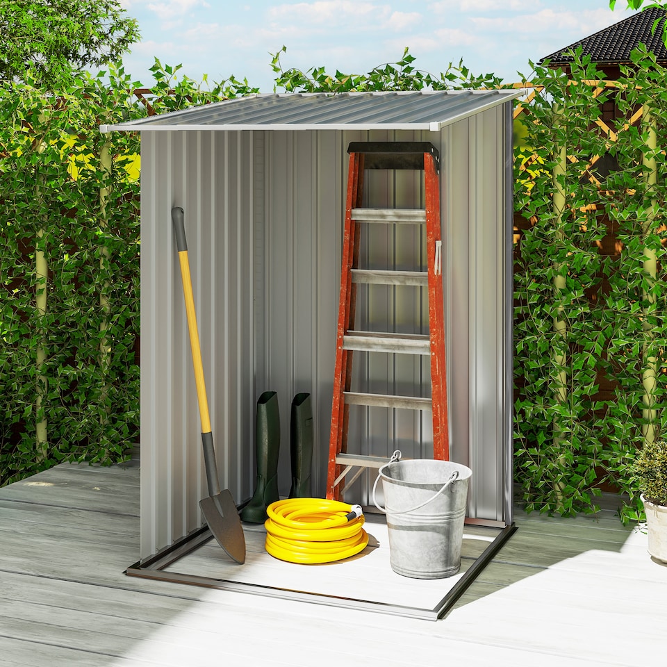 image 1 of Outsunny 3.3ft x 3.4ft Outdoor Storage Shed Steel Garden Shed w/ Lockable Door