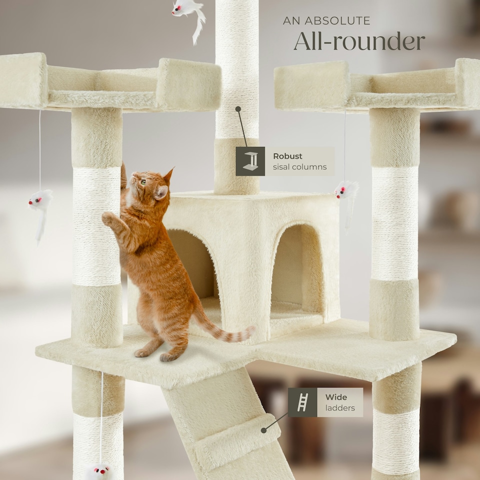 image 1 of Cat Tree Barney - 170 cm, sisal cat scratching posts - Beige