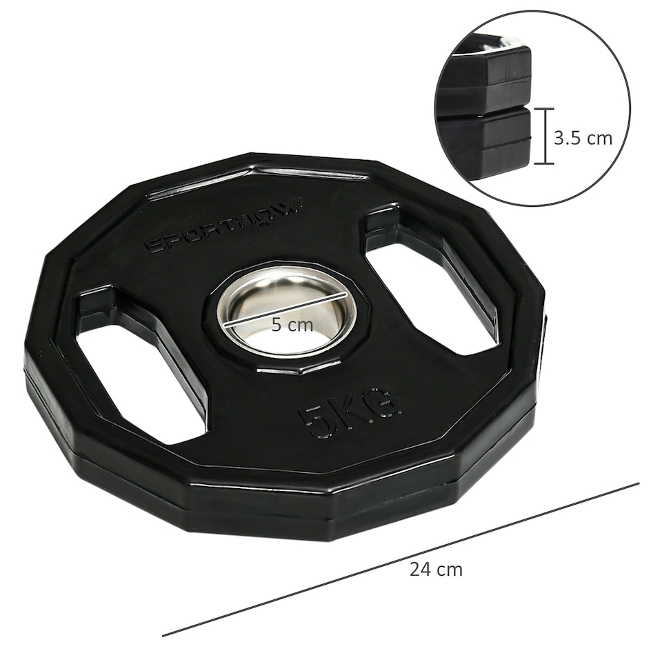 image 1 of SPORTNOW Olympic Weight Plates Set with 2"/5cm Holes for Home Gym, 2 x 5kg