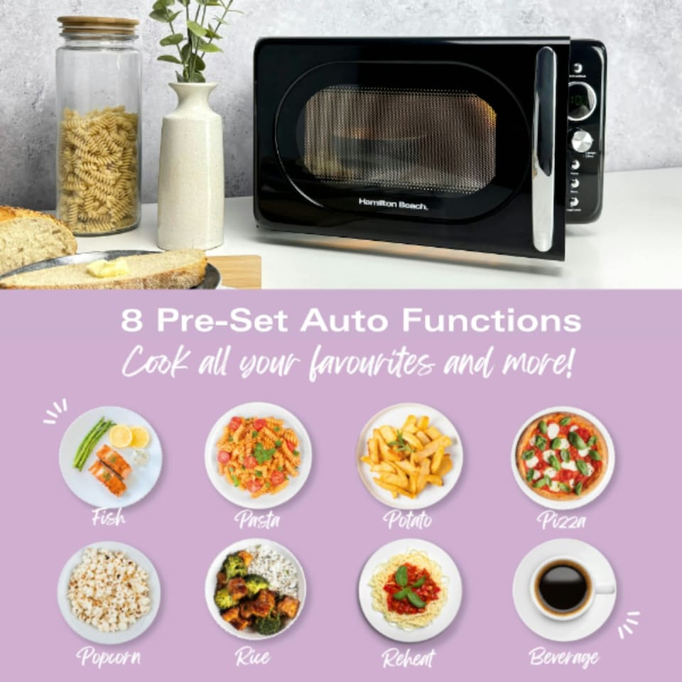 image 1 of Hamilton Beach 1.7L Kettle, 2 Slot Toaster & 20L, 700W Microwave Set - Ella Collection - Black