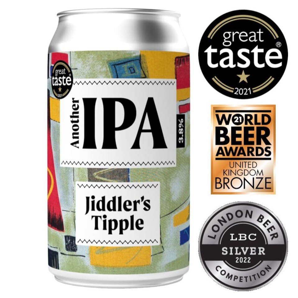 image 1 of Jiddler's Tipple - Another IPA Beer - 3.8% ABV Craft Beer Cans - Vegan and Gluten Free - 12 x 330ml