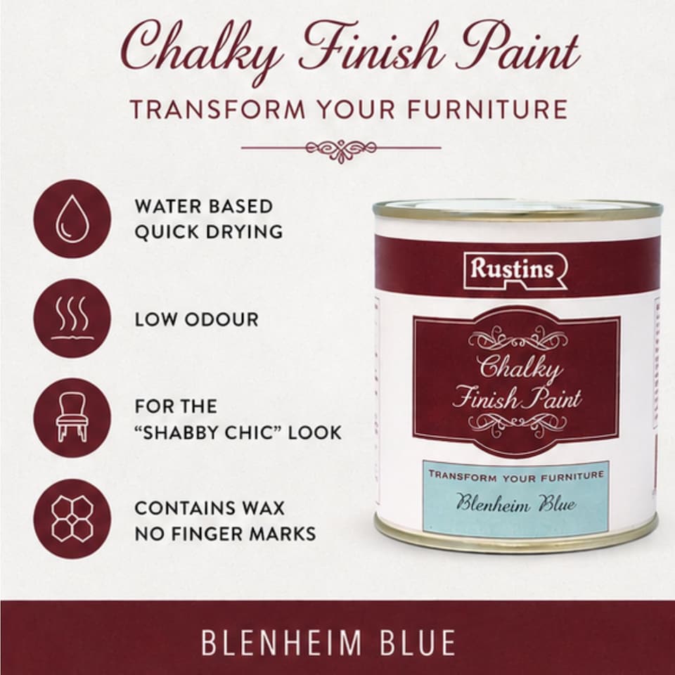 image 1 of Rustins Chalky Finish Paint Blenheim Blue 250ml