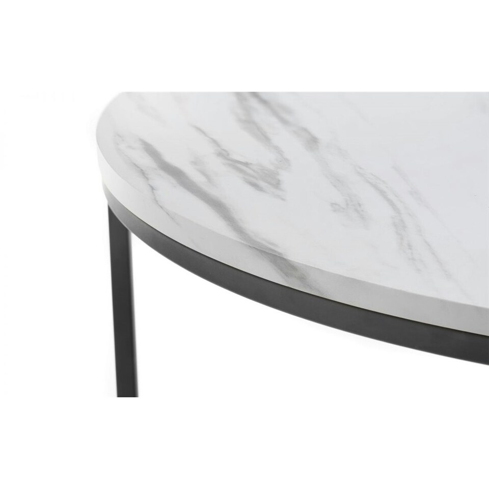 image 1 of White Marble Round Nesting Coffee Tables | White | White