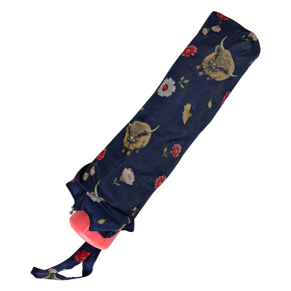 image 1 of Compact Supermini Umbrella Highland Cow Cats & Dogs Travel Rain Umbrella