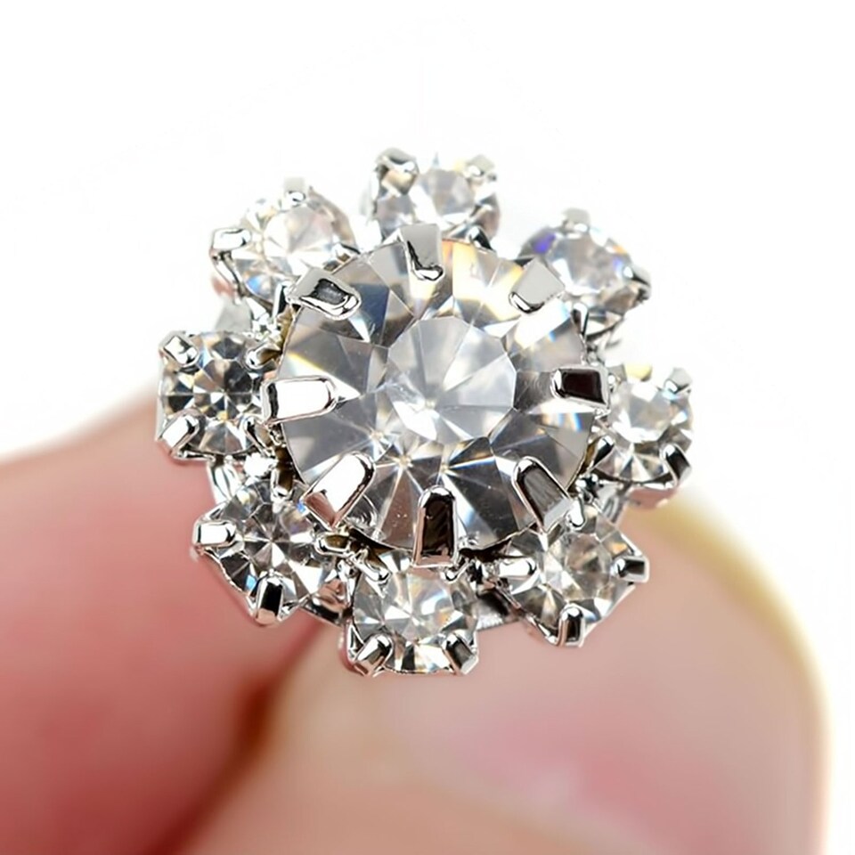 image 1 of Crystal Hair Pins Flower Design For Wedding, Bridal Accessories - 1pc