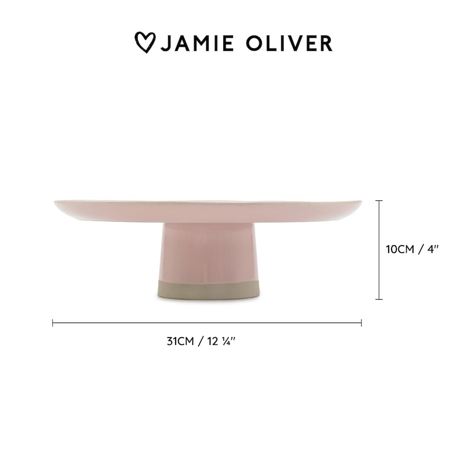 image 1 of Jamie Oliver Big Love White and Pink Stoneware Cake Stand | Pink | Pink