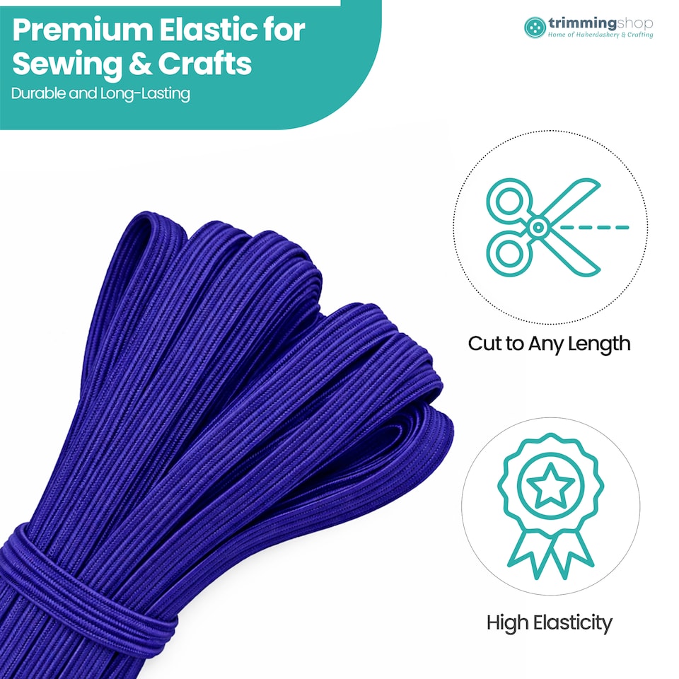 image 1 of 5mm Flat Elastic Band, Soft Durable & Stretchable Material - 25M