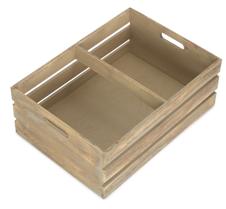 image 1 of Large Oak Effect Wooden Open Top Storage Box | Brown | Brown | Large | 1