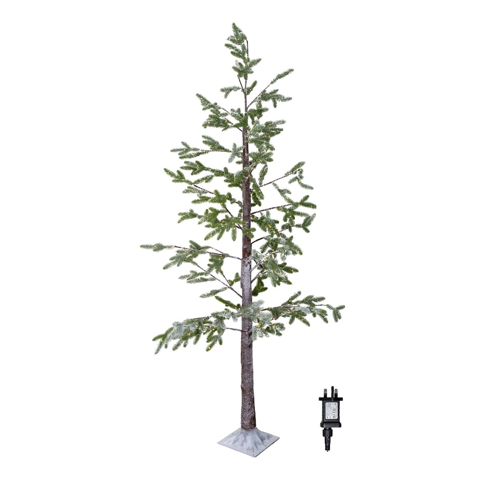 image 1 of 8ft (2.40m) Tall Light up Christmas Snow Tree with 412 Warm White LEDs