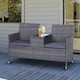 image 1 of Outsunny 2 Seater Rattan Sofa with Cushions, Wicker Garden Loveseat with Armrests, Outdoor Garden Sofa Couch with Metal Frame for Patio, Mixed Grey | Grey | Grey | One Size