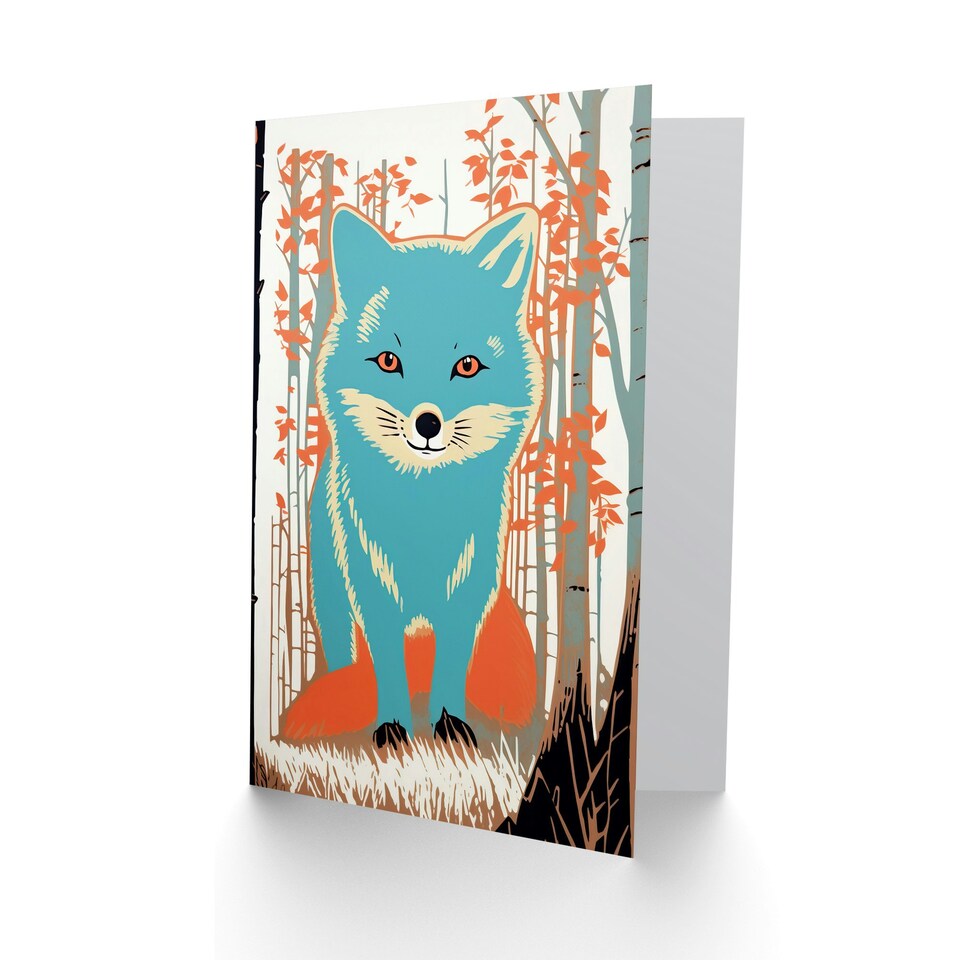 image 1 of Cute Woodland Animal Kids Fox Child Baby Birthday Card