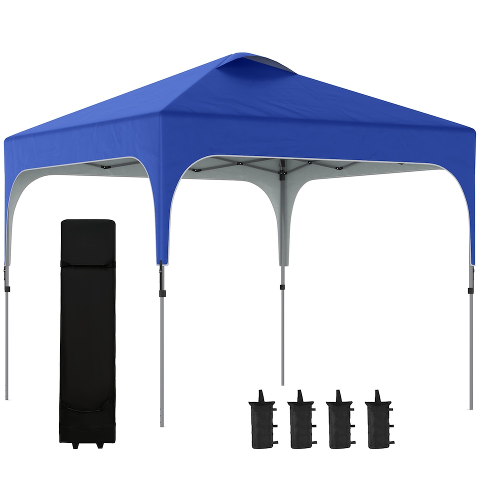 image 1 of Outsunny 3 x 3M Pop Up Gazebo, UPF 50 Foldable Canopy Tent with Wheeled Carrybag, 4 Leg Weight Bags, Height Adjustable Marquee Shelter 1 person easy setup for Outdoor Garden Patio Party, Blue