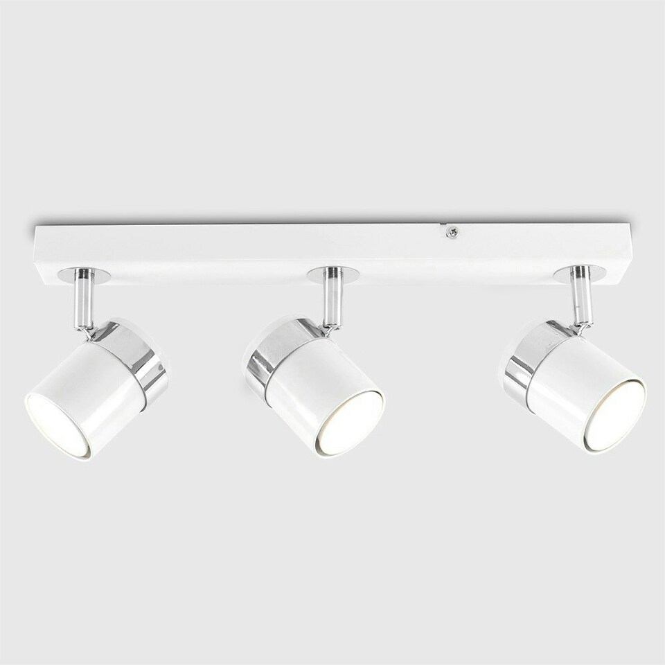 image 1 of ValueLights Rosie Spotlight 3 Way White Ceiling Bar Spotlight