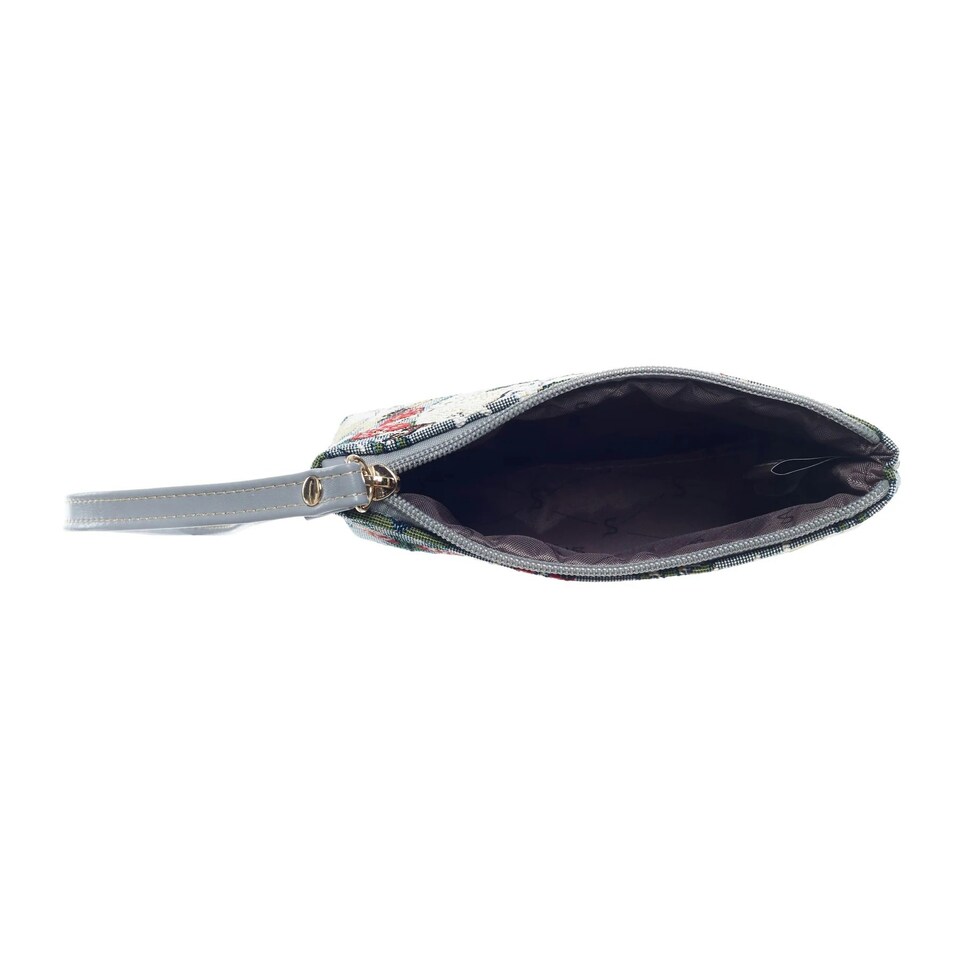 image 1 of Signare Wristlet Bag - Grey Strawberry Thief Multi