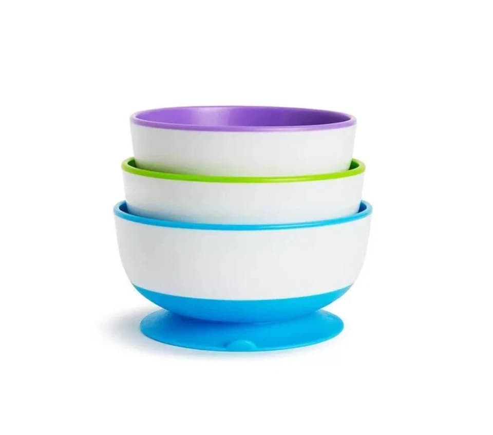 image 1 of Baby Feeding Bowls Stay Put Suction 3 Pack Non-Spill Munchkin 6m+