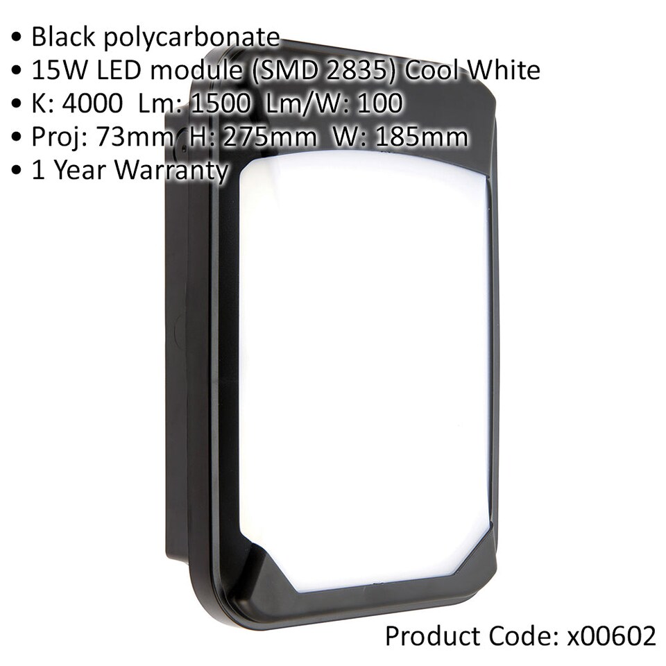 image 1 of Outdoor IP65 Commercial Bulkhead Wall Light - Cool White LED - Microwave Sensor