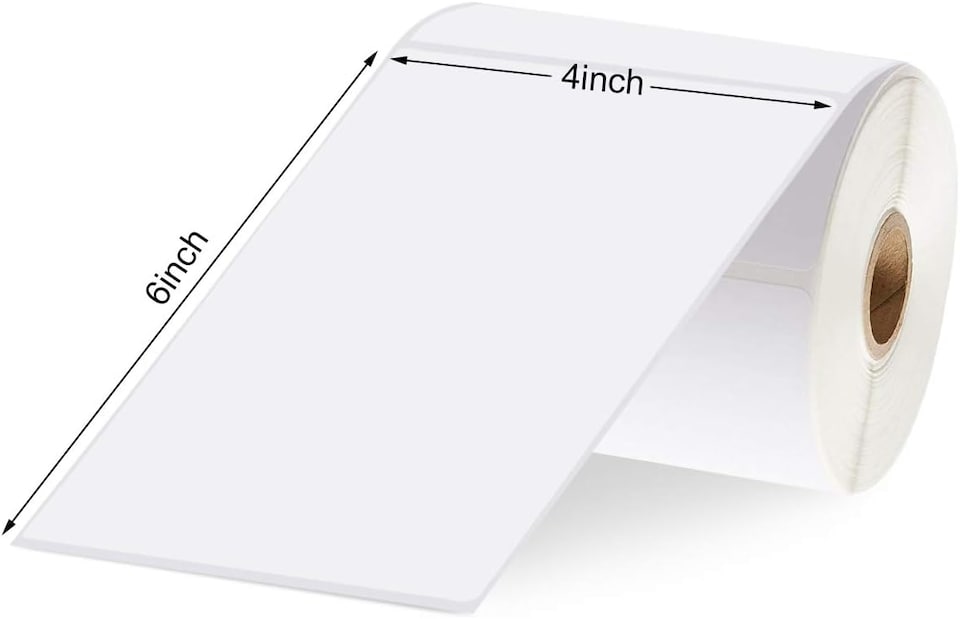 image 1 of 2 x Roll of 500 White Self Adhesive Thermal Printer Labels 10.16 x 15.24cm