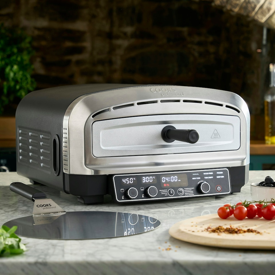 image 1 of Cooks Professional Electric Pizza Maker Oven 2200W Dual Heating Controls Indoor & Outdoor Use