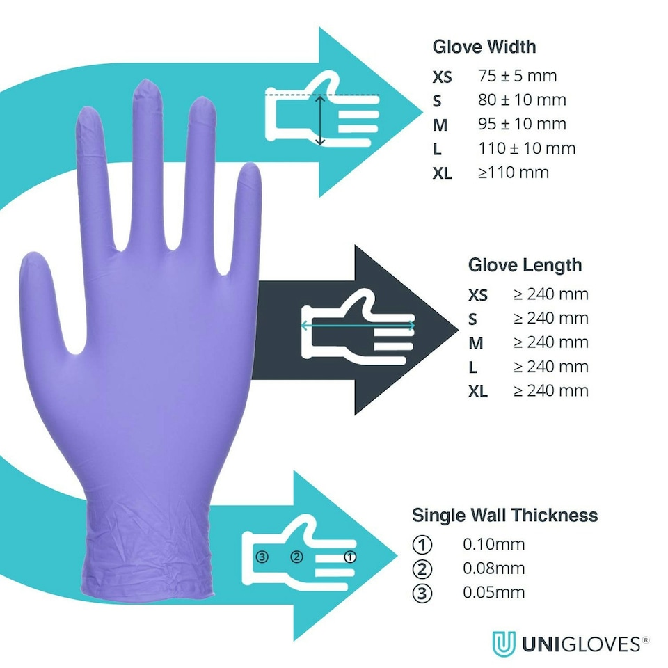 image 1 of Unigloves Sapphire Pearl Box of 100 Nitrile Gloves Blue | Extra Large