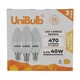 image 3 of UniBulb LED Candle E14 (SES) 470lm 4.2W 3000K (Warm White)  - Pack of 3