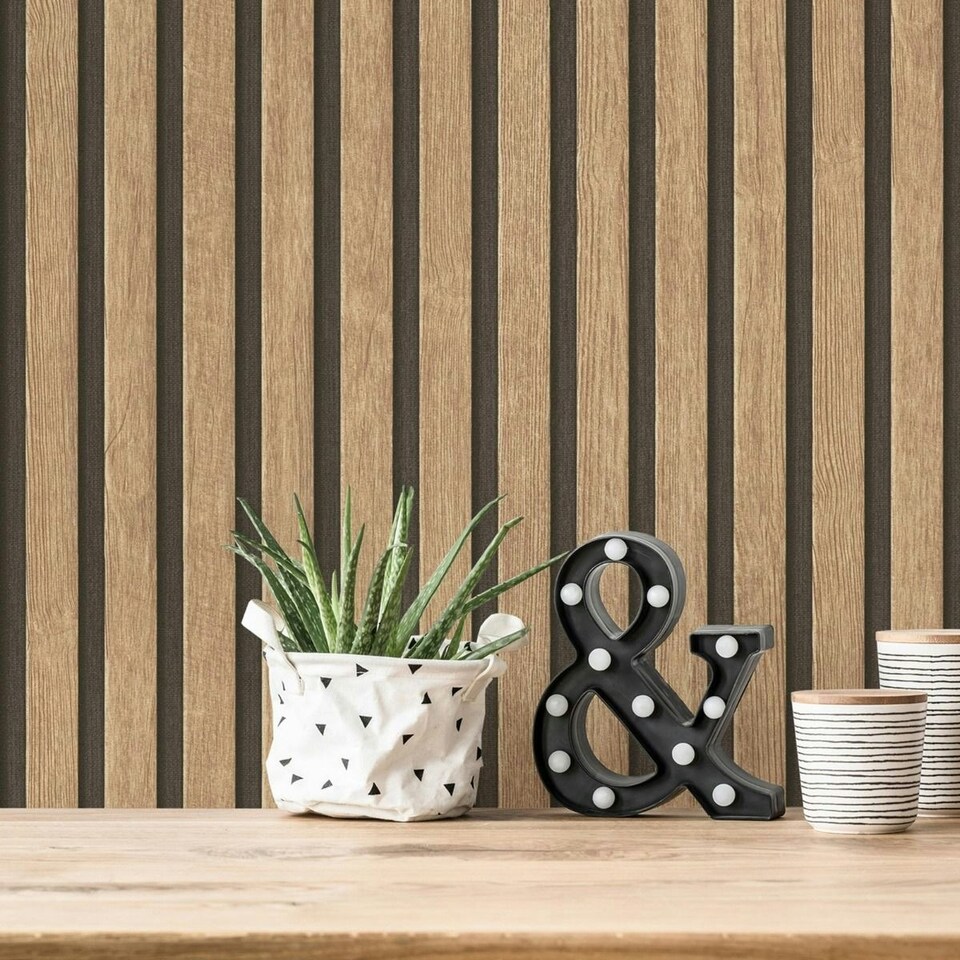 image 1 of AS Creation Wood Slats Wallpaper - Natural - 10m x 53cm Cream