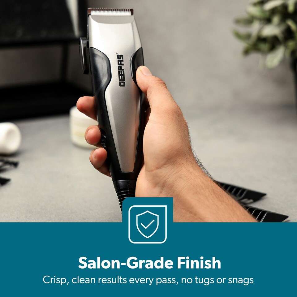 image 1 of GEEPAS Electric Hair Clipper – AC Mains Clipper/Trimmer with High Precision Ceramic Blades