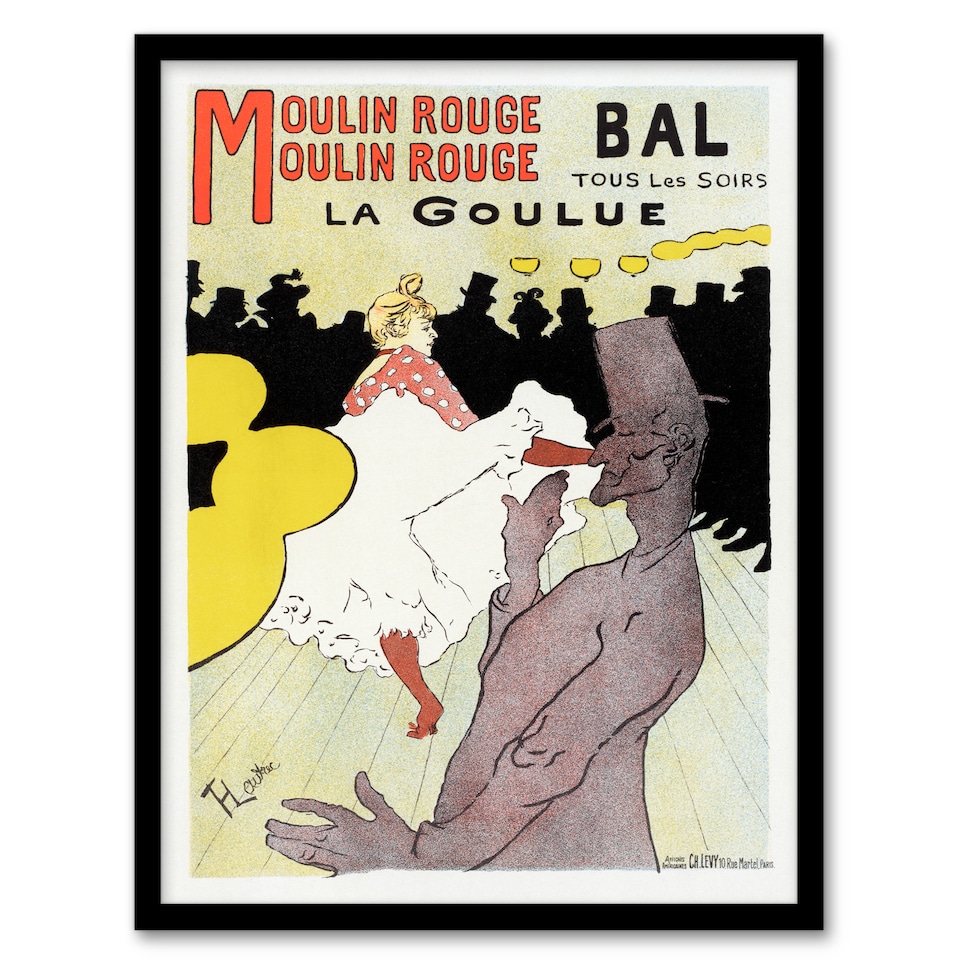 image 1 of Toulouse Lautrec Framed Wall Art Print Moulin Rouge La Goulue Home Décor