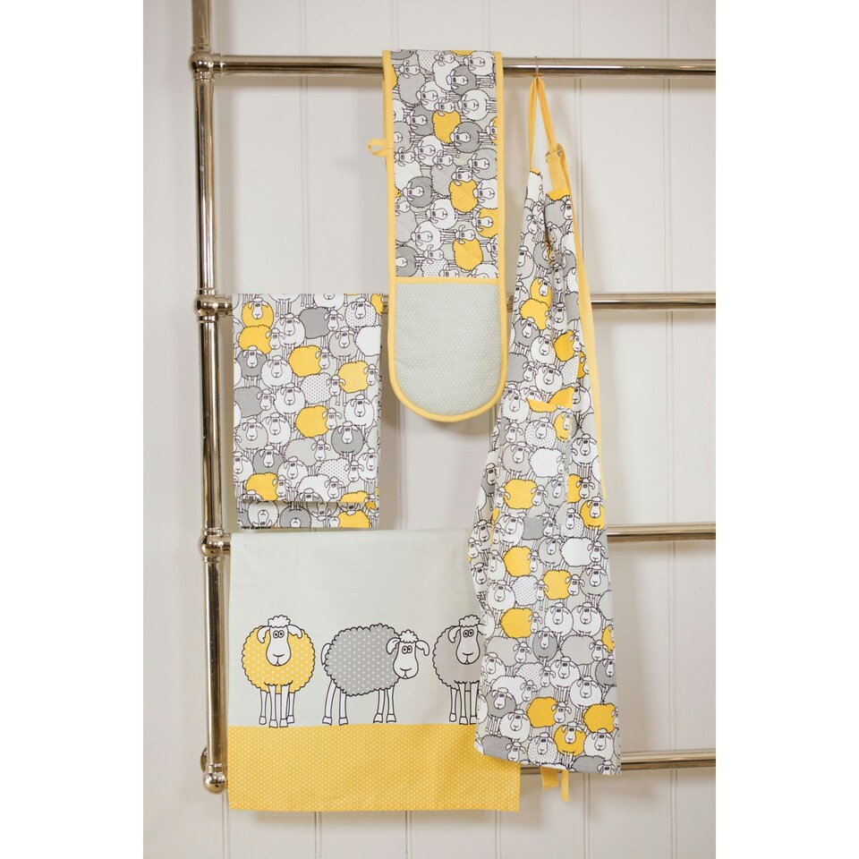 image 1 of KitchenCraft Apron Grey Sheep Cotton Yellow
