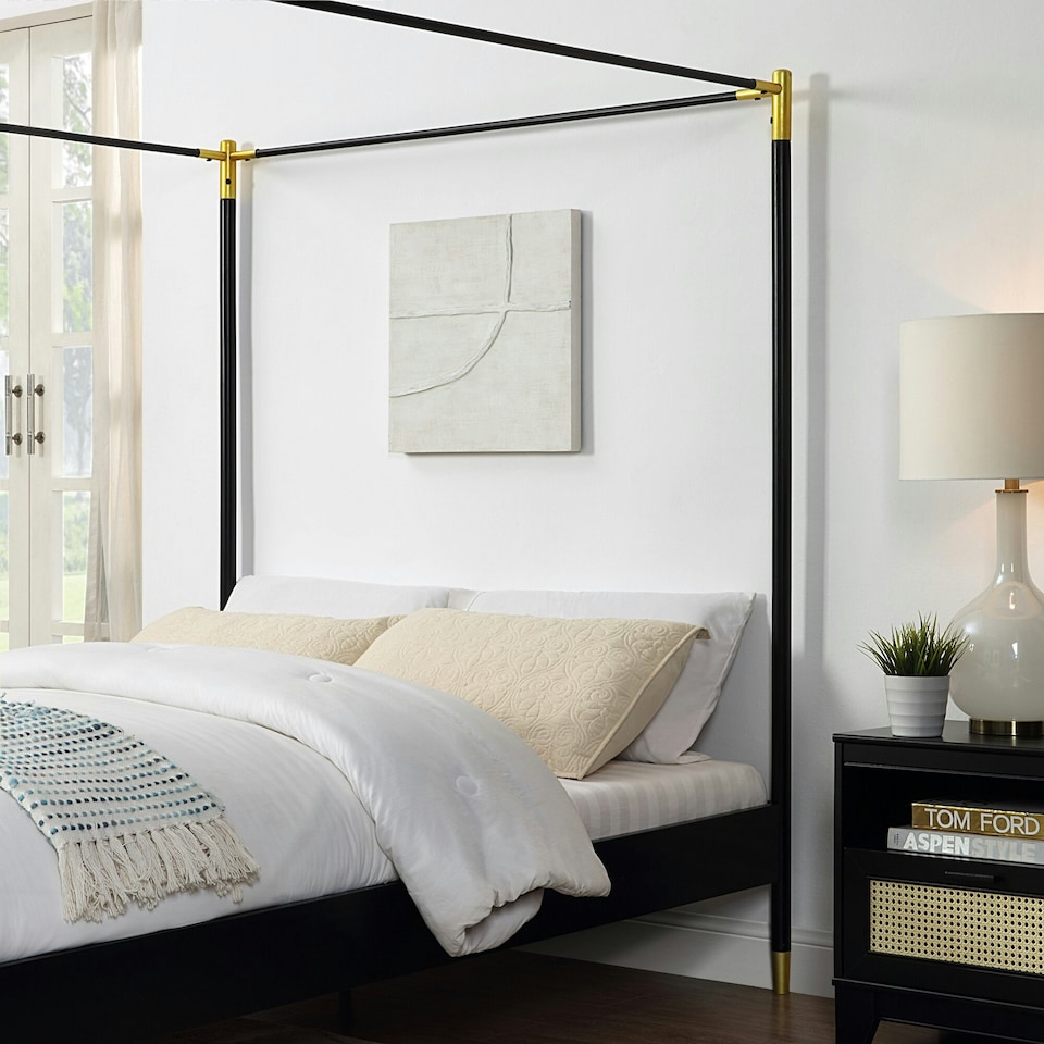 image 1 of Codicote Modern 4 Poster Black Metal Bed Frame (Small Double)