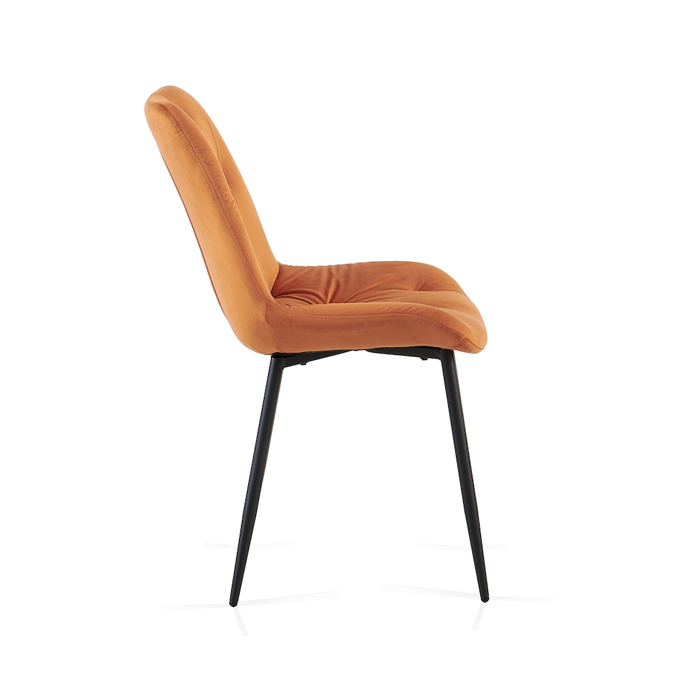 image 1 of SONARA Modern Set of 2 Velvet Dining Chairs with Ergonomic Upholstered Seat | Orange
