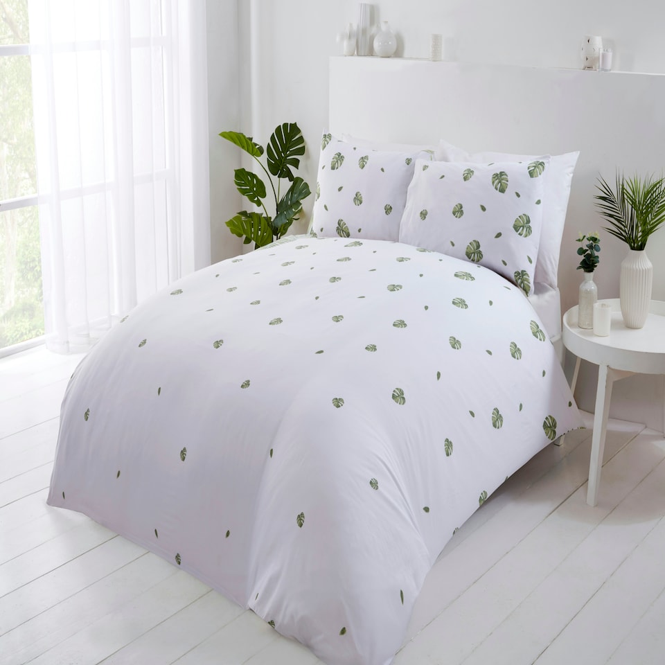 image 1 of PH Tropics Polycotton Duvet Cover Set With Pillowcase Green | Double