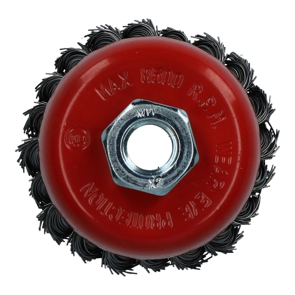 image 1 of 2pc Professional 80mm Wire Twist Knot Cup Brush for 4-1/2" M14 Angle Grinders