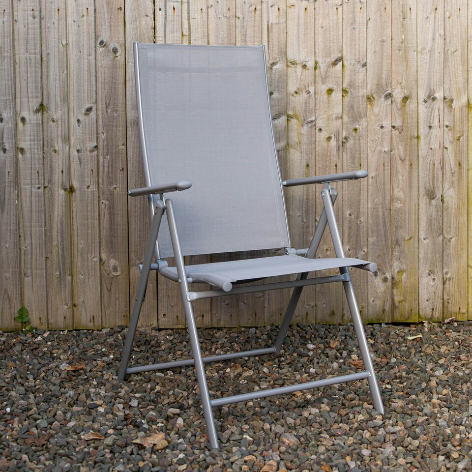 image 1 of Outdoor Garden Patio Multi Position Reclining Folding Chair in Grey Grey