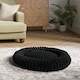 image 1 of OHS Ribbed Round Plush Plump Soft Warm Cosy Pet Dog Cat Cushioned Donut Bed Black | L
