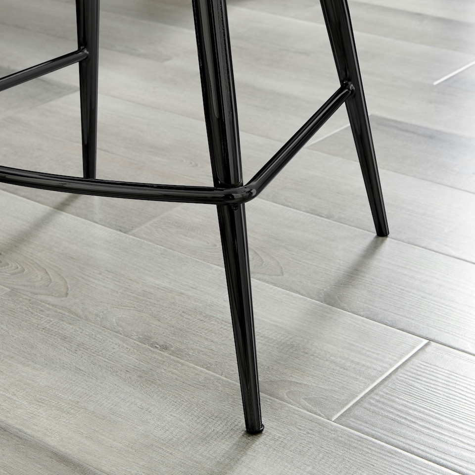 image 1 of Furniturebox Pesaro Bar Chair Black Velvet Black Leg x 2