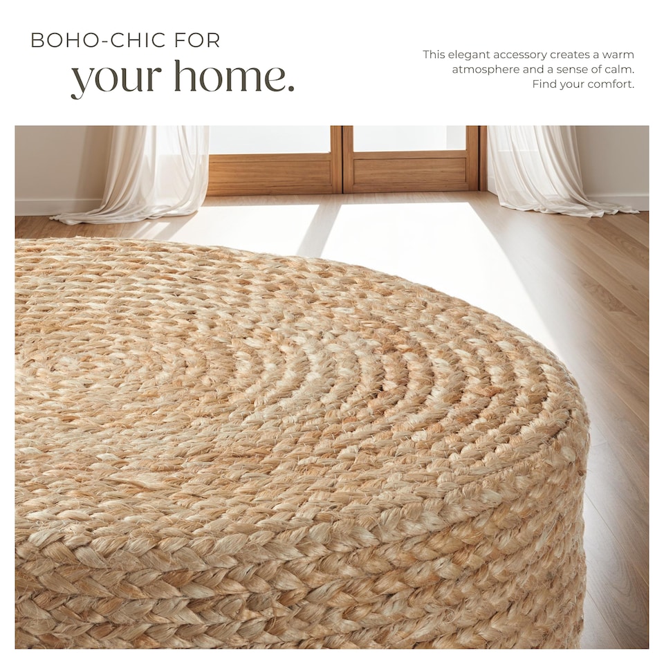 image 1 of Footstool Banno - oval shape, boho style, natural jute fibres