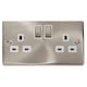 image 1 of SE HOME Satin Brushed Chrome 2 Gang 13A DP Ingot Twin Double Switched Plug Socket | Chrome | Satin Chrome