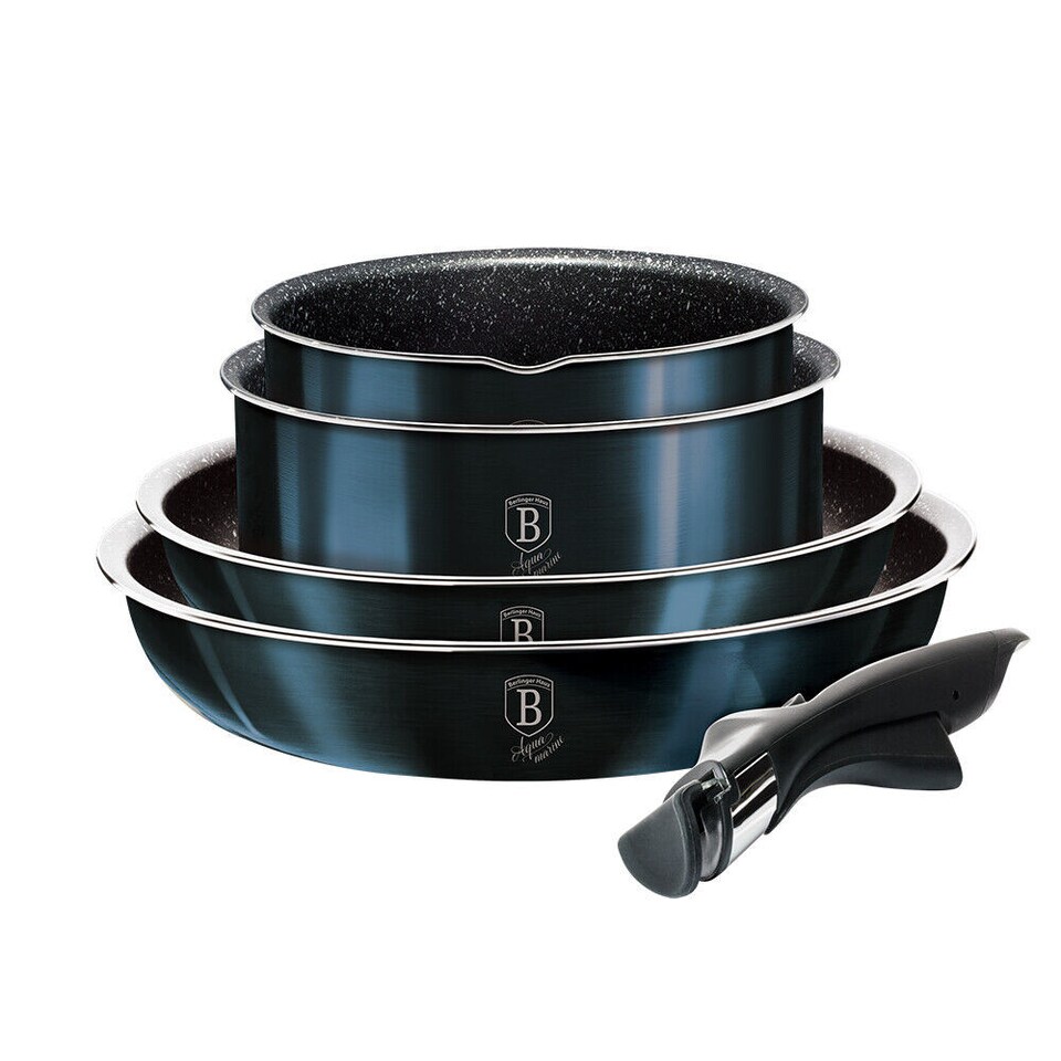 BERLINGER HAUS Poêle Grill 28 Cm Revêtement Marbre Aquamarine Edition - Élégante