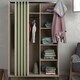 image 5 of Uppsala Open Mobile Wardrobe Unit in Jackson Hickory Oak with a Beige Textile Curtain on Wheels