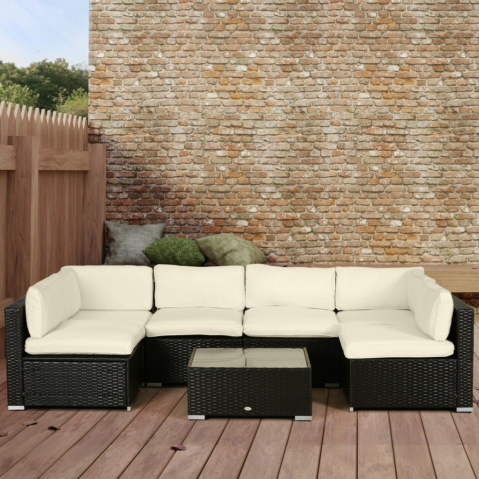 image 1 of Outsunny Garden Rattan Sofa Set Polyester Cover Replacement No Cushion