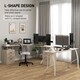 image 5 of HOMCOM L-Shaped Computer Desk Table with Storage Drawer, Home Office Desk Corner Industrial Style Workstation for A4 Files 143.5 x 143.5 x 76cm, Oak | Yellow