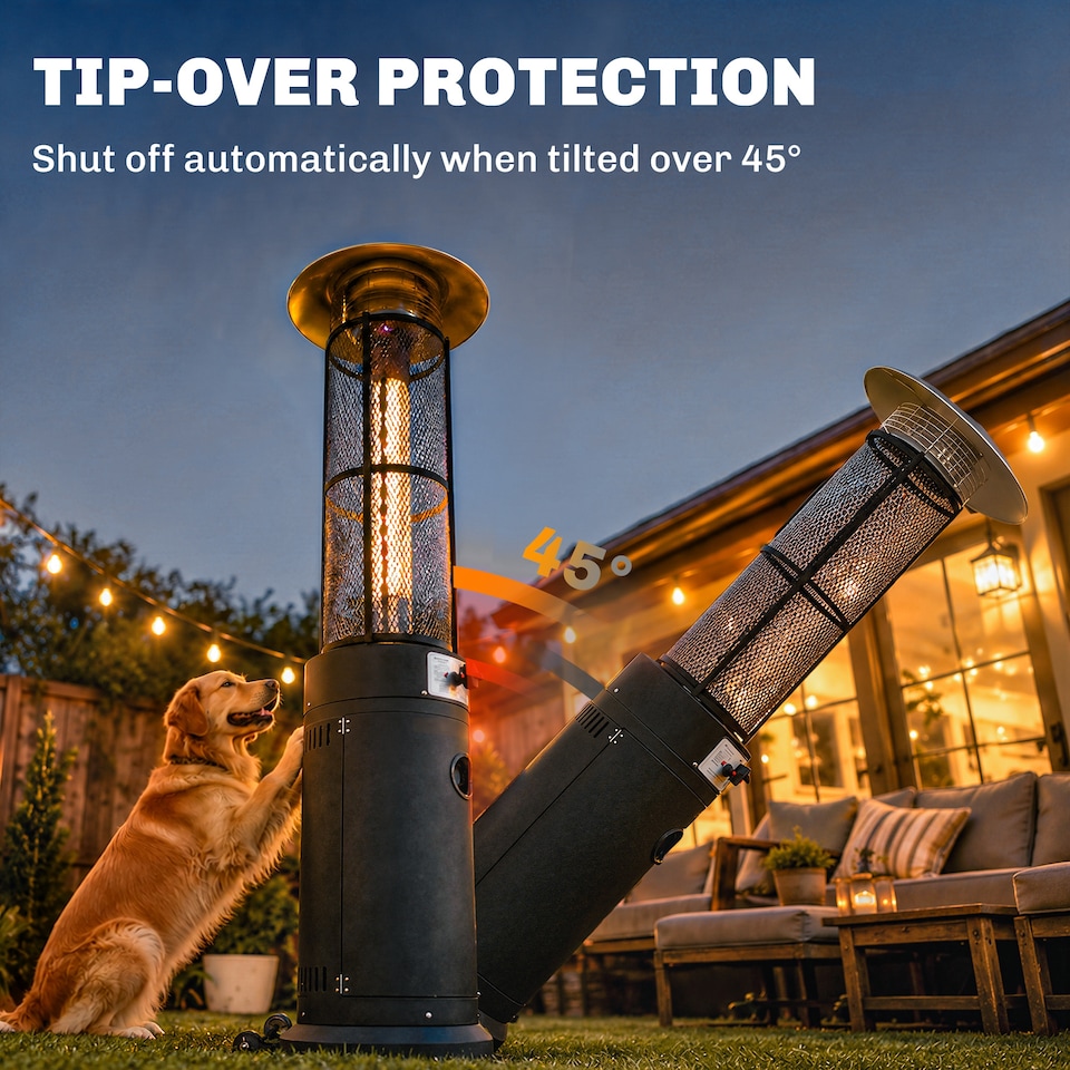 image 1 of Outsunny 11 KW Patio Heater, Propane Heater with Tip-Over Switch, Black | Black | Black