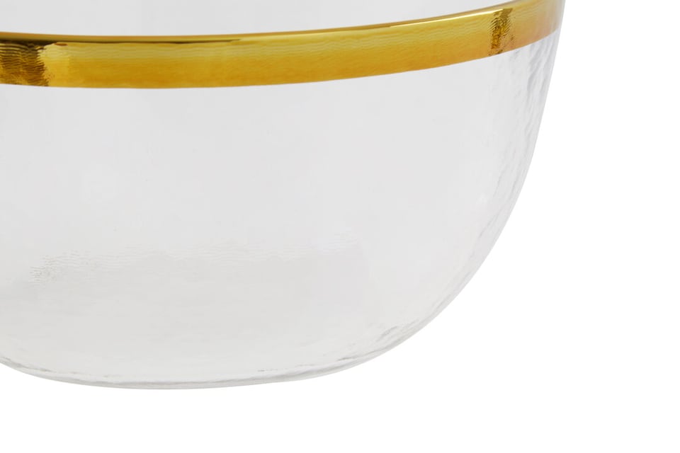 image 1 of Ida Textured Glass Bowl With Gold Rim