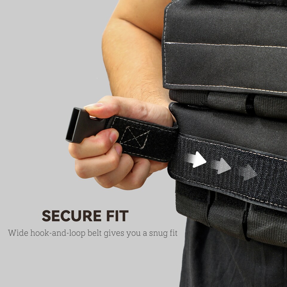 image 1 of 15KG Adjustable Weighted Vest with 15 Metal Weights, Running Weight Vest | Black | Black