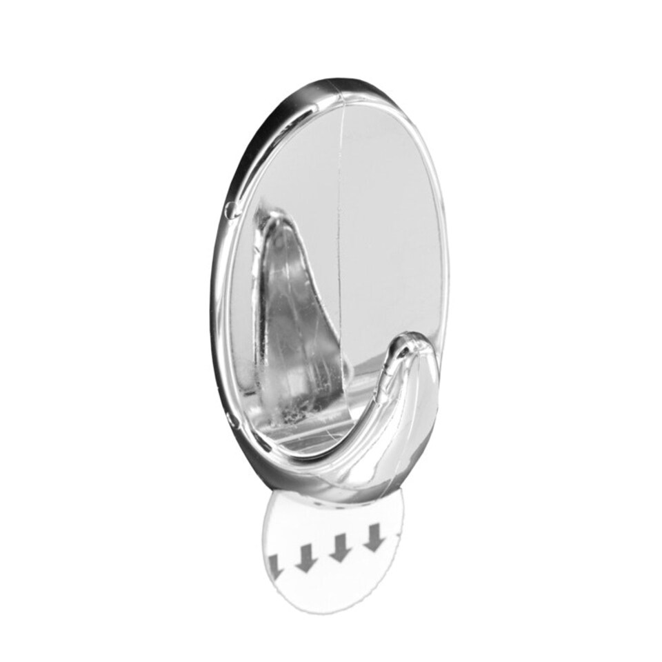 image 1 of Securit Chrome Oval Stick On Hook - Chrome - 110mm x 55mm